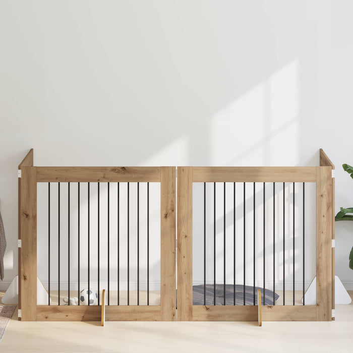 Poartă pentru câini cu suporturi 4 pcs Stejar Artizanal WALTI