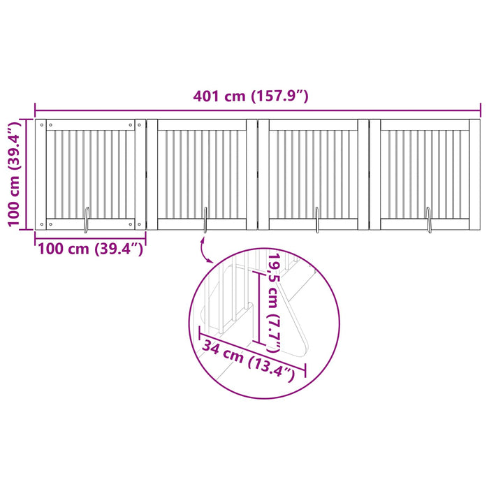Poartă pentru câini cu suporturi 4 pcs Stejar Artizanal WALTI