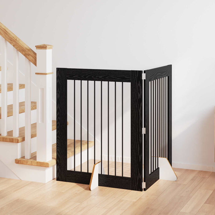 Poartă pentru câini cu suporturi 2 pcs Stejar Negru 80 x 100 cm - WALTI WALTI