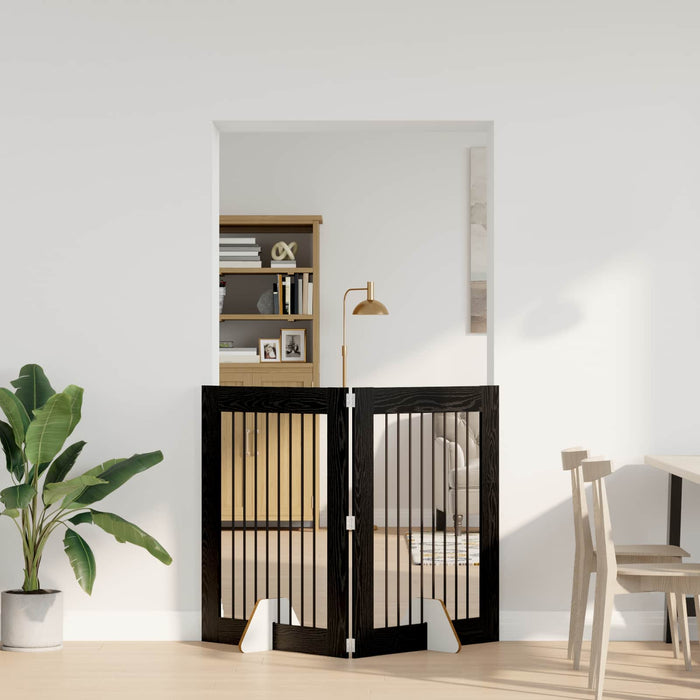 Poartă pentru câini cu suporturi 2 pcs Stejar Negru 80 x 100 cm - WALTI WALTI