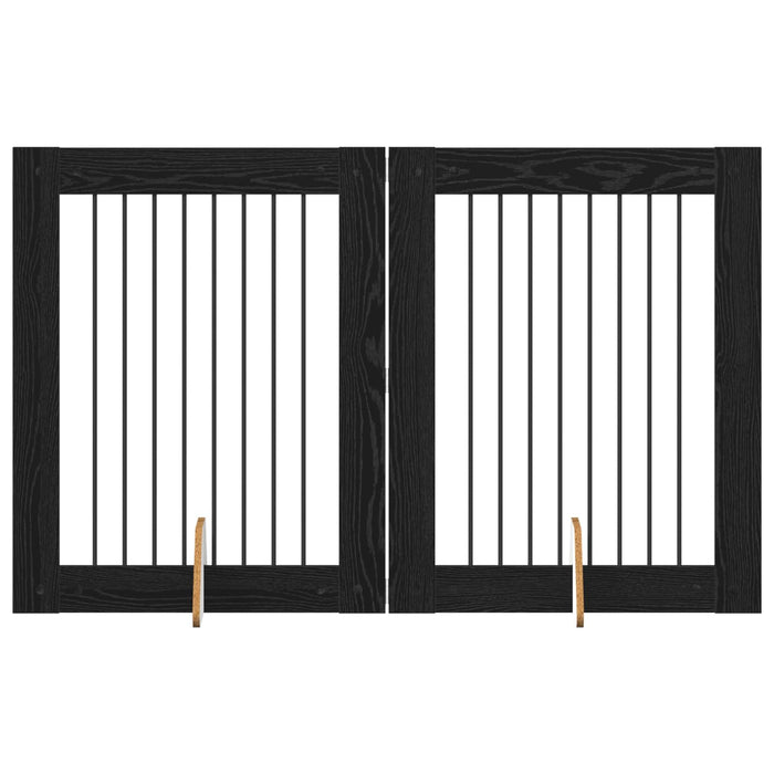 Poartă pentru câini cu suporturi 2 pcs Stejar Negru 80 x 100 cm - WALTI WALTI