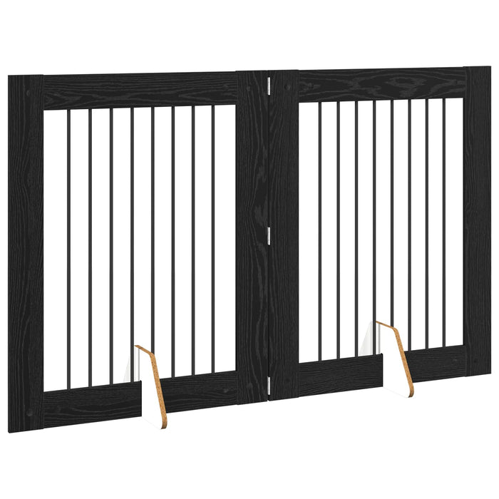 Poartă pentru câini cu suporturi 2 pcs Stejar Negru 80 x 100 cm - WALTI WALTI