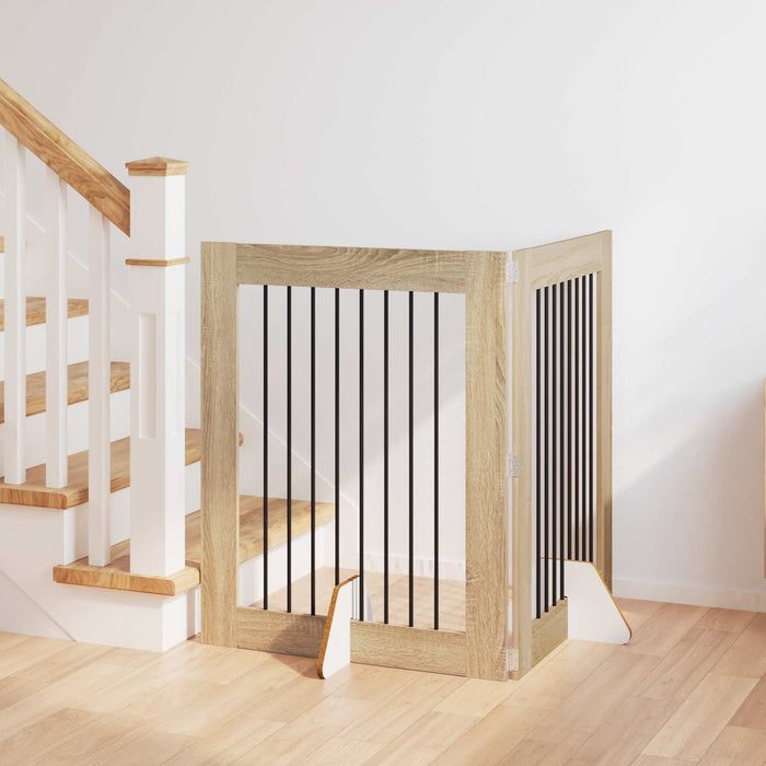 Poartă pentru câini cu suporturi 2 pcs Stejar Sonoma WALTI
