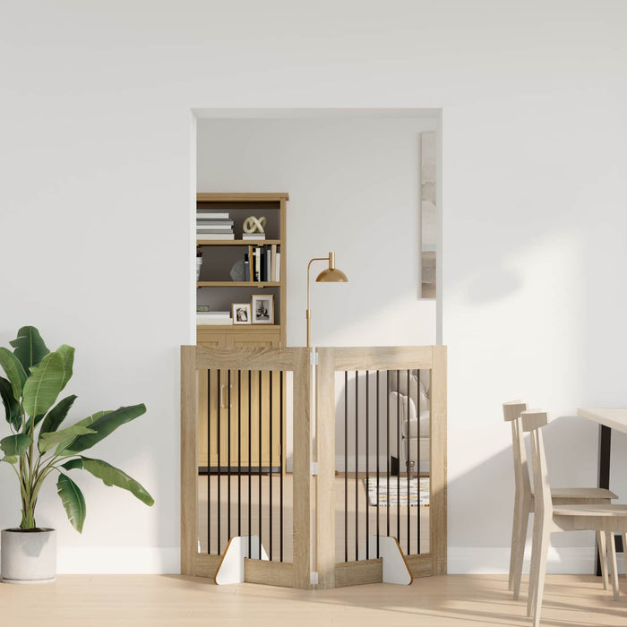 Poartă pentru câini cu suporturi 2 pcs Stejar Sonoma WALTI