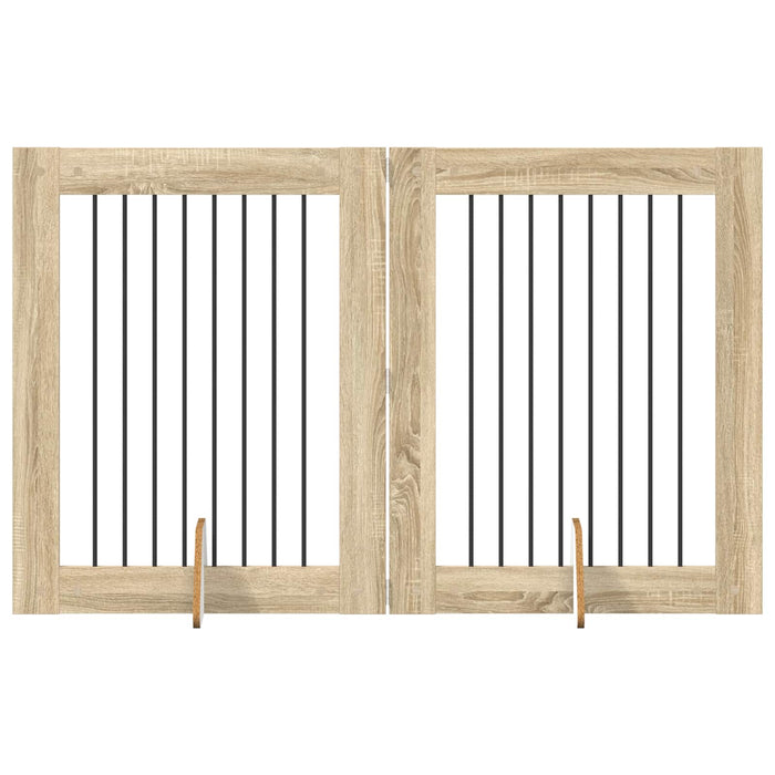 Poartă pentru câini cu suporturi 2 pcs Stejar Sonoma WALTI