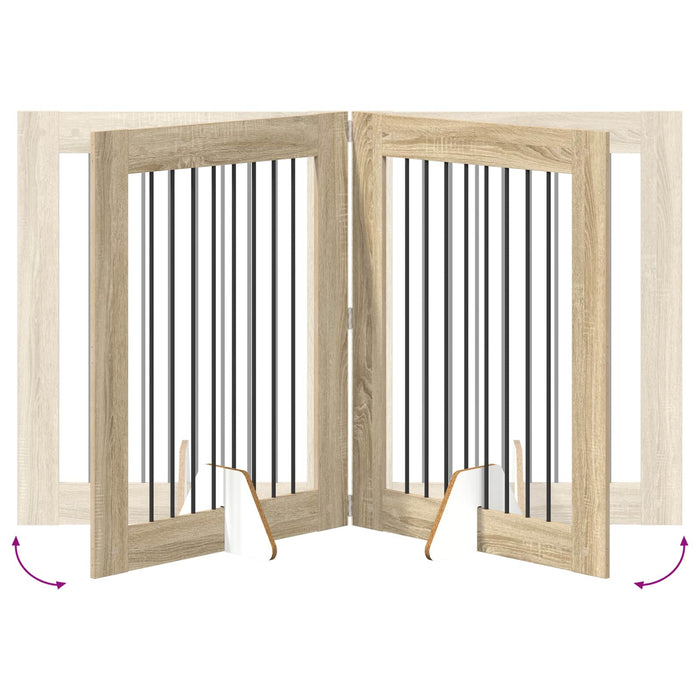 Poartă pentru câini cu suporturi 2 pcs Stejar Sonoma WALTI