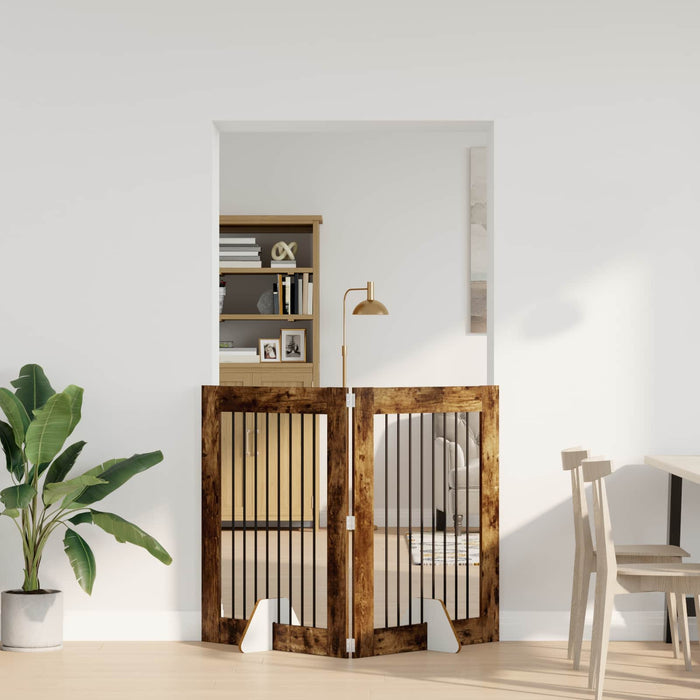 Poartă pentru câini cu suporturi 2 pcs Stejar fumuriu WALTI