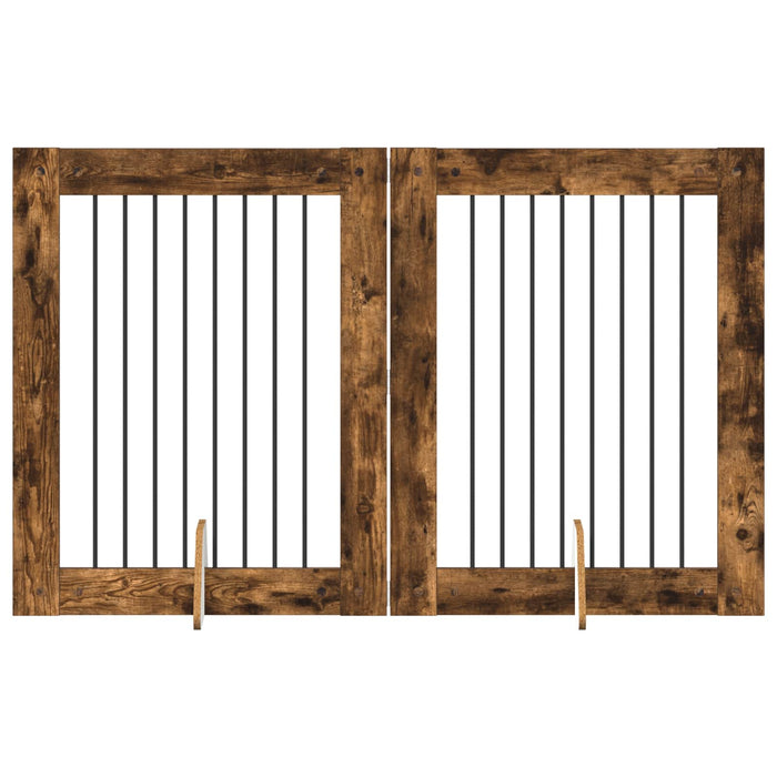 Poartă pentru câini cu suporturi 2 pcs Stejar fumuriu WALTI