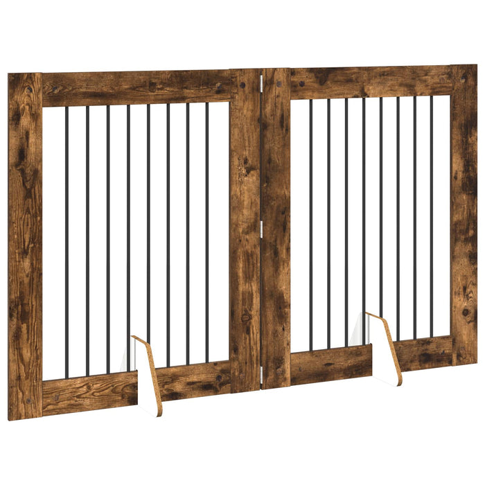 Poartă pentru câini cu suporturi 2 pcs Stejar fumuriu WALTI
