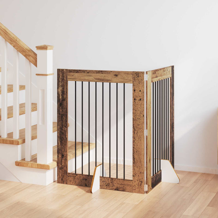 Poartă pentru câini cu suporturi 2 pcs Lemn vechi 80 x 100 cm WALTI