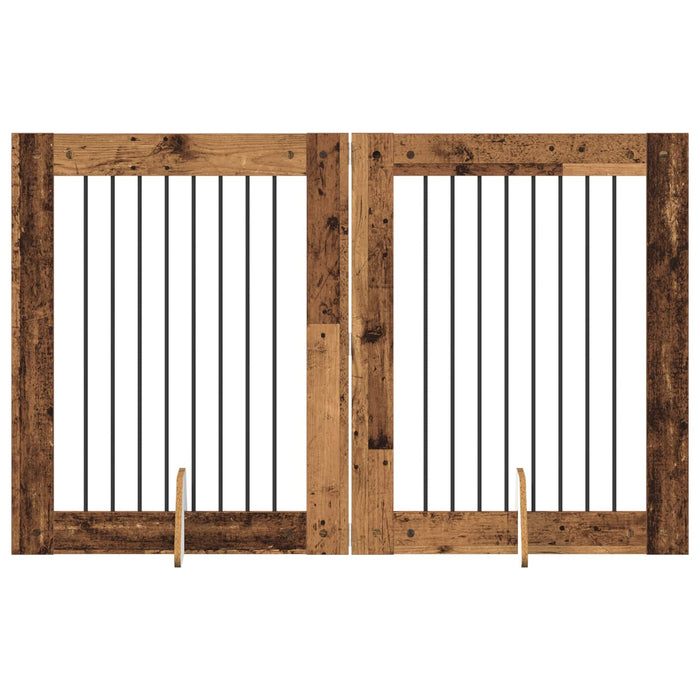 Poartă pentru câini cu suporturi 2 pcs Lemn vechi 80 x 100 cm WALTI