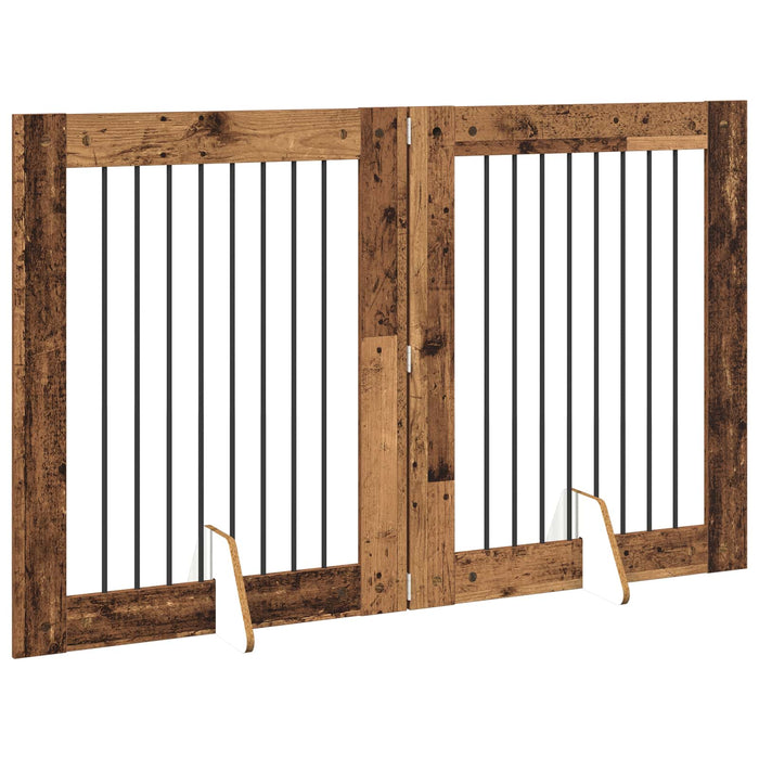 Poartă pentru câini cu suporturi 2 pcs Lemn vechi 80 x 100 cm WALTI