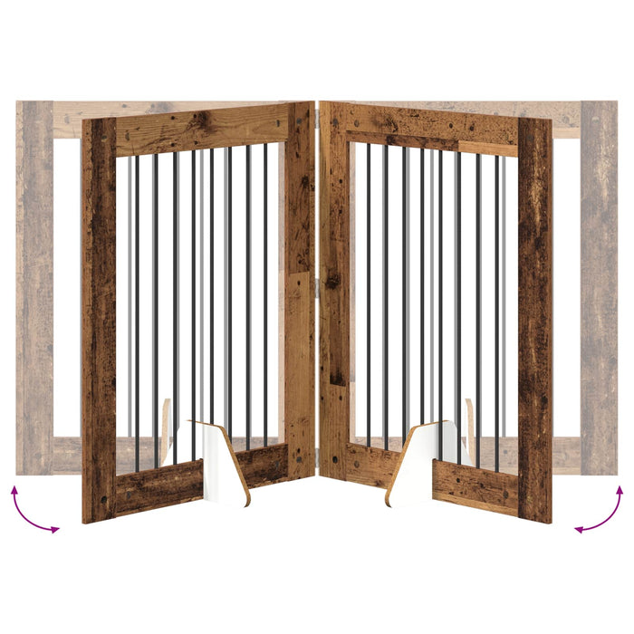 Poartă pentru câini cu suporturi 2 pcs Lemn vechi 80 x 100 cm WALTI