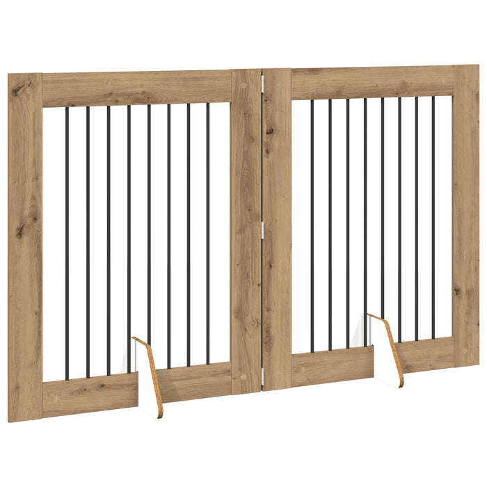 Poartă pentru câini cu suporturi 2 pcs Stejar Artizanal WALTI