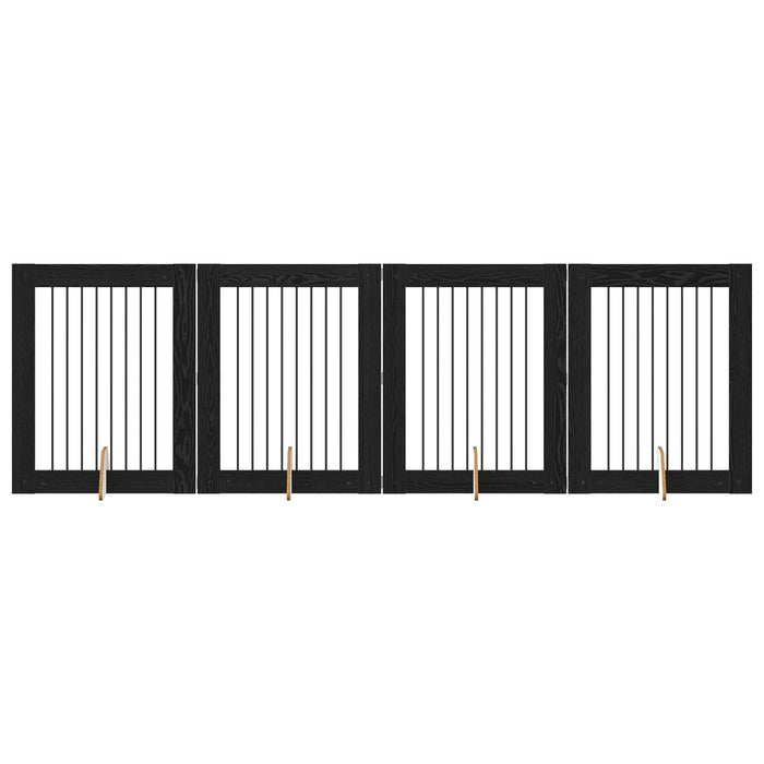 Poartă pentru câini cu suporturi 4 pcs Stejar Negru 80 x 100 cm WALTI