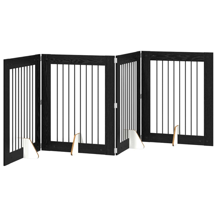 Poartă pentru câini cu suporturi 4 pcs Stejar Negru 80 x 100 cm WALTI