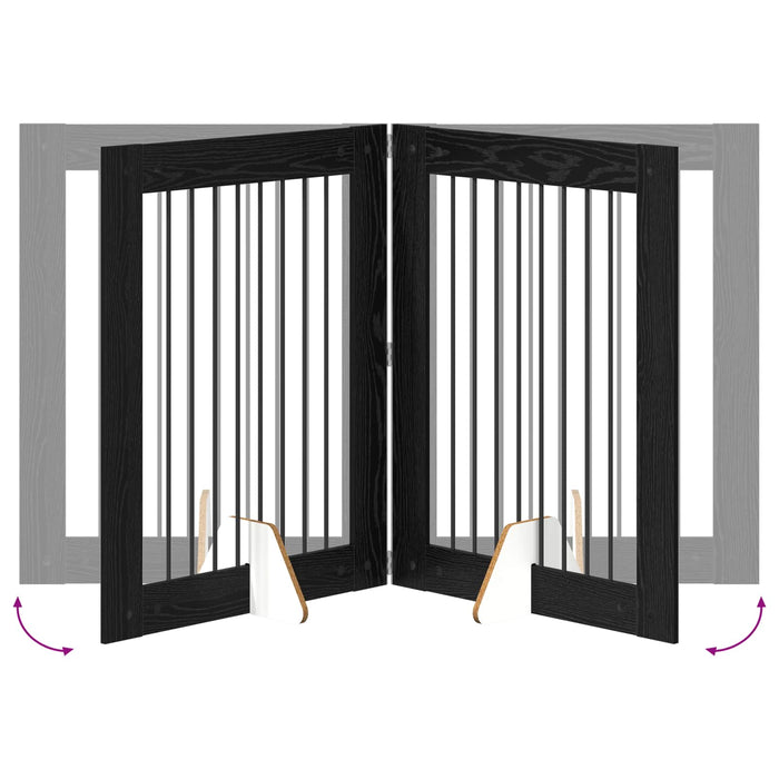 Poartă pentru câini cu suporturi 4 pcs Stejar Negru 80 x 100 cm WALTI