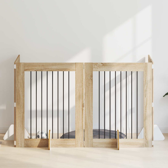 Poartă pentru câini cu suporturi 4 pcs Stejar Sonoma WALTI