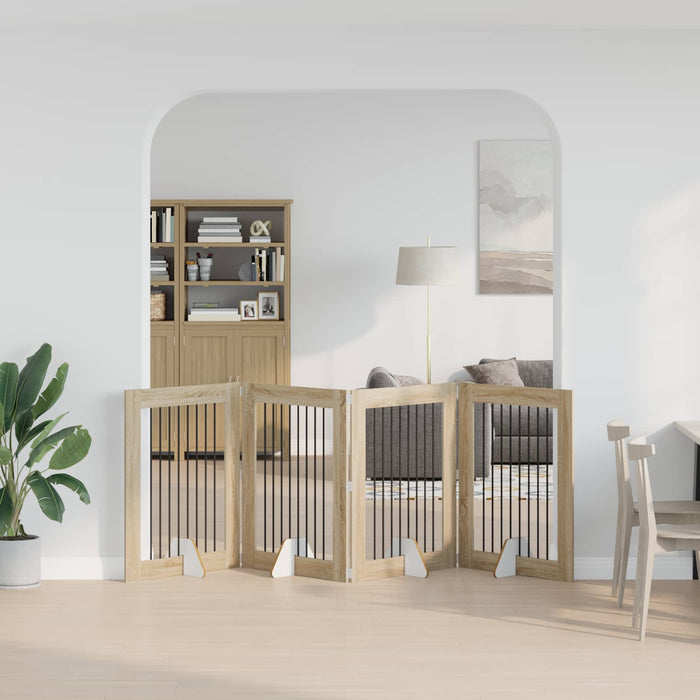 Poartă pentru câini cu suporturi 4 pcs Stejar Sonoma WALTI