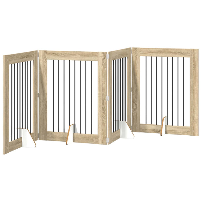 Poartă pentru câini cu suporturi 4 pcs Stejar Sonoma WALTI