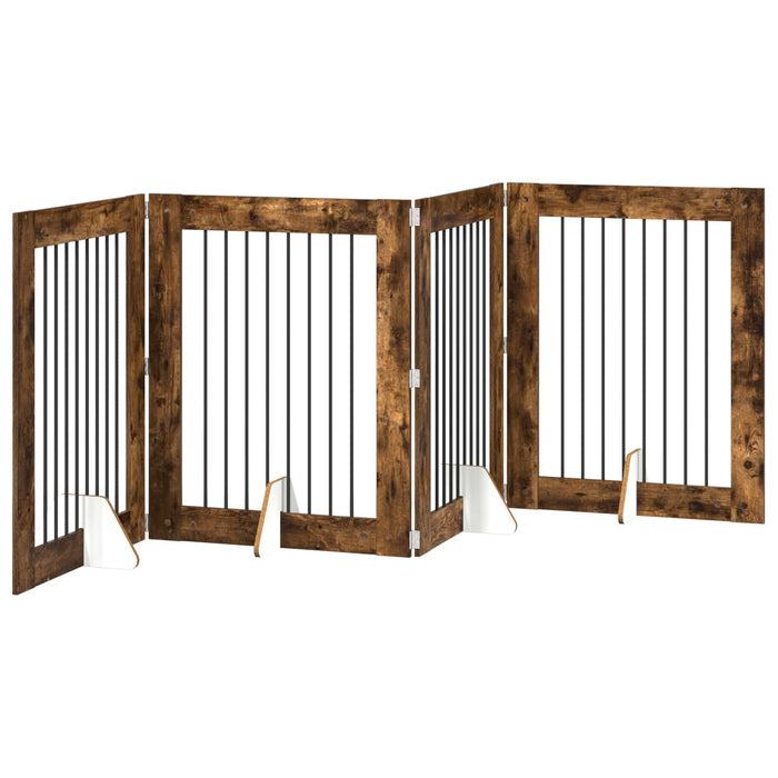 Poartă pentru câini cu suporturi 4 pcs Stejar fumuriu WALTI