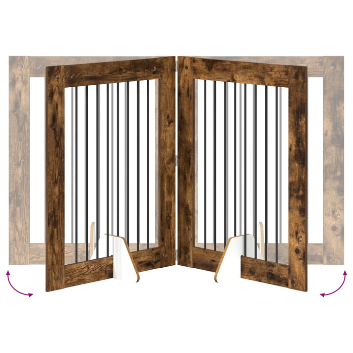 Poartă pentru câini cu suporturi 4 pcs Stejar fumuriu WALTI