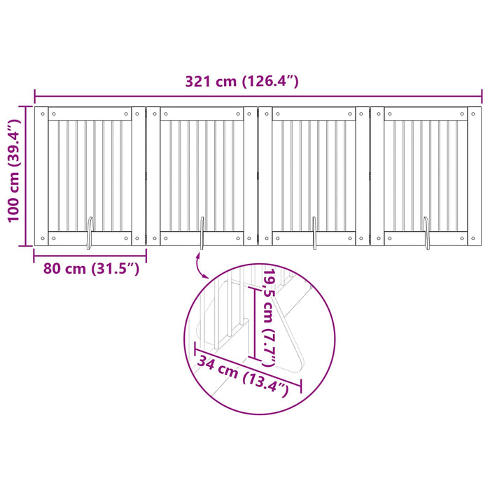 Poartă pentru câini cu suporturi 4 pcs Stejar fumuriu WALTI