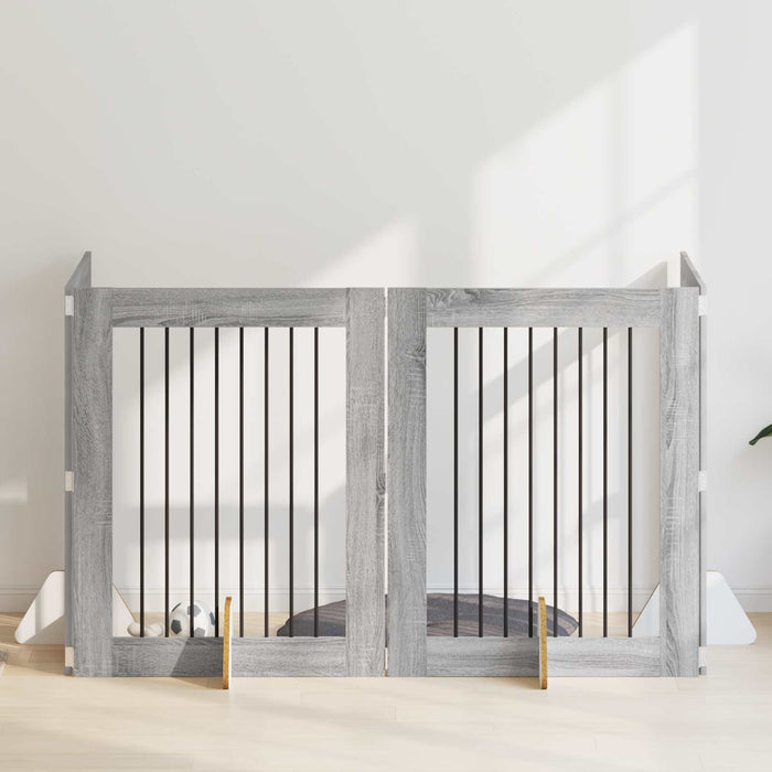 Poartă pentru câini cu suporturi 4 pcs Sonoma gri 80 x 100 cm WALTI