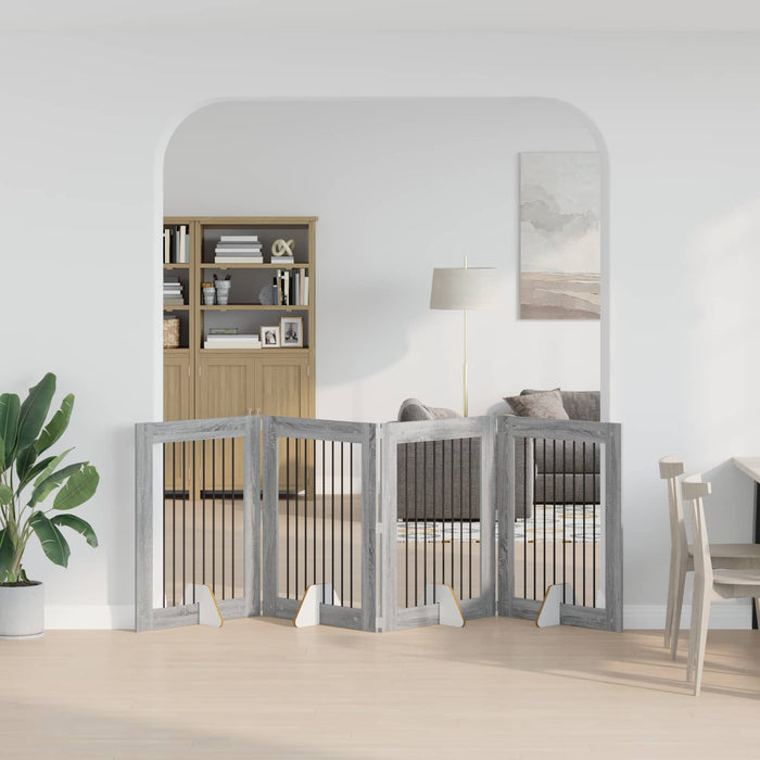 Poartă pentru câini cu suporturi 4 pcs Sonoma gri 80 x 100 cm WALTI