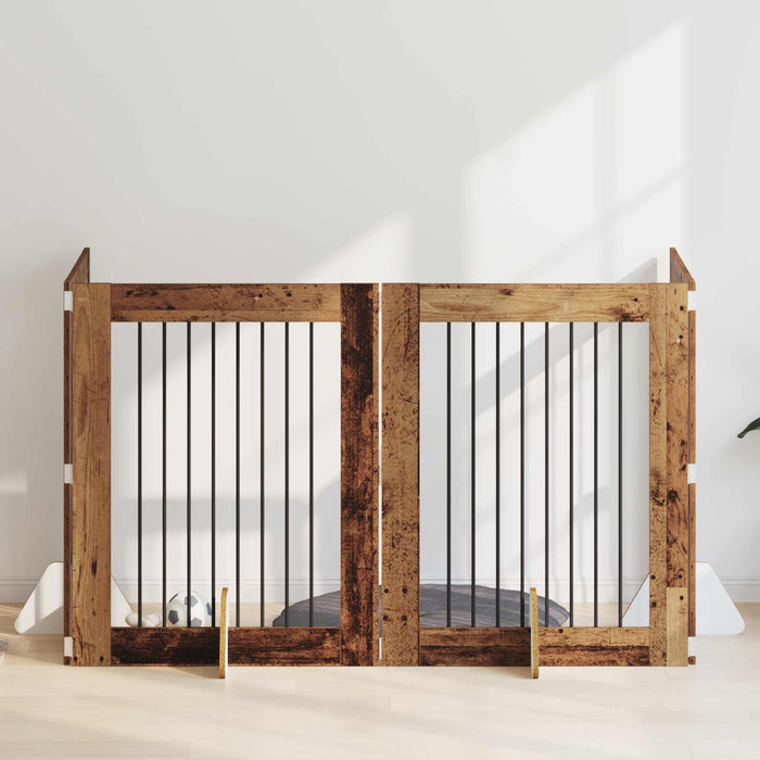 Poartă pentru câini cu suporturi 4 pcs Lemn vechi 80 x 100 cm - WALTI WALTI