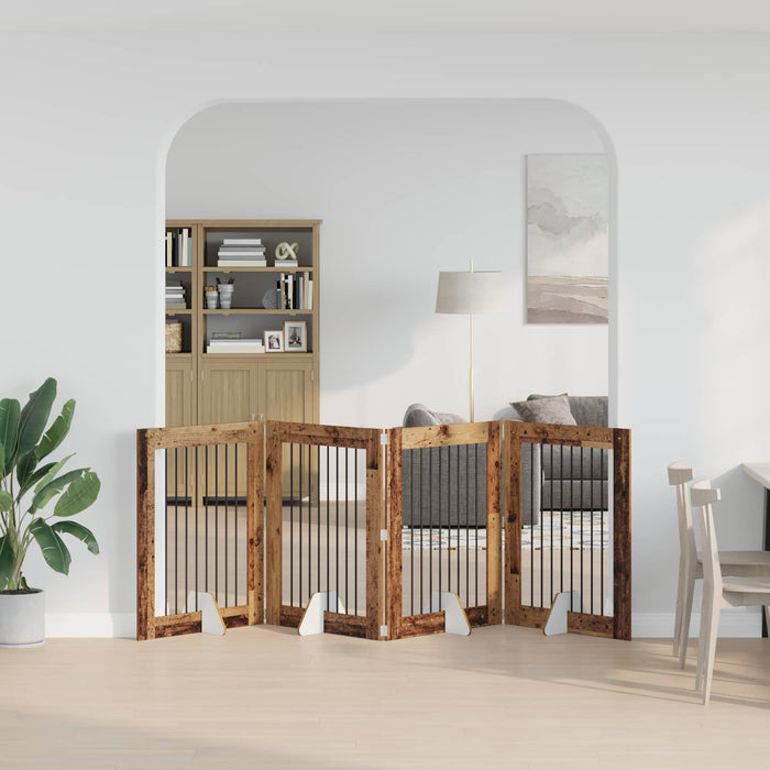 Poartă pentru câini cu suporturi 4 pcs Lemn vechi 80 x 100 cm - WALTI WALTI