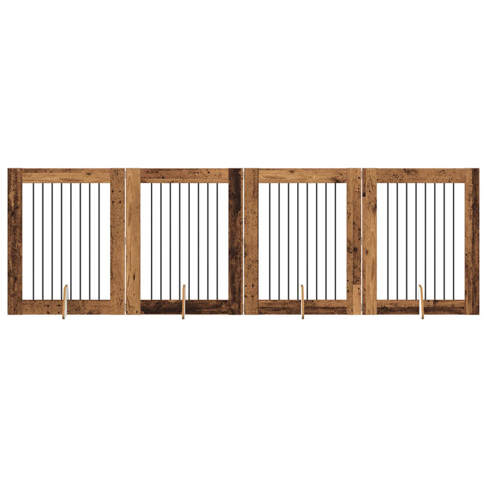 Poartă pentru câini cu suporturi 4 pcs Lemn vechi 80 x 100 cm - WALTI WALTI