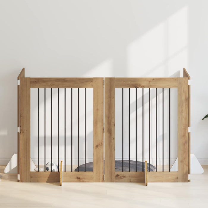 Poartă pentru câini cu suporturi 4 pcs Stejar Artizanal WALTI
