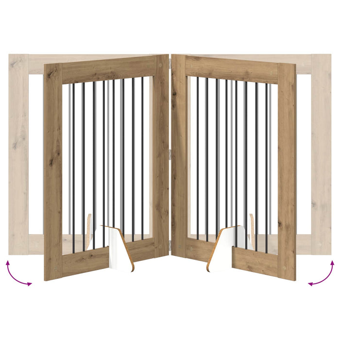 Poartă pentru câini cu suporturi 4 pcs Stejar Artizanal WALTI
