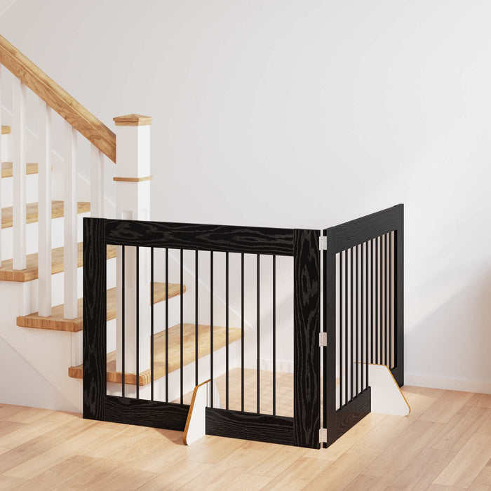 Poartă pentru câini cu suporturi 2 pcs Stejar Negru 100 x 80 cm - WALTI WALTI
