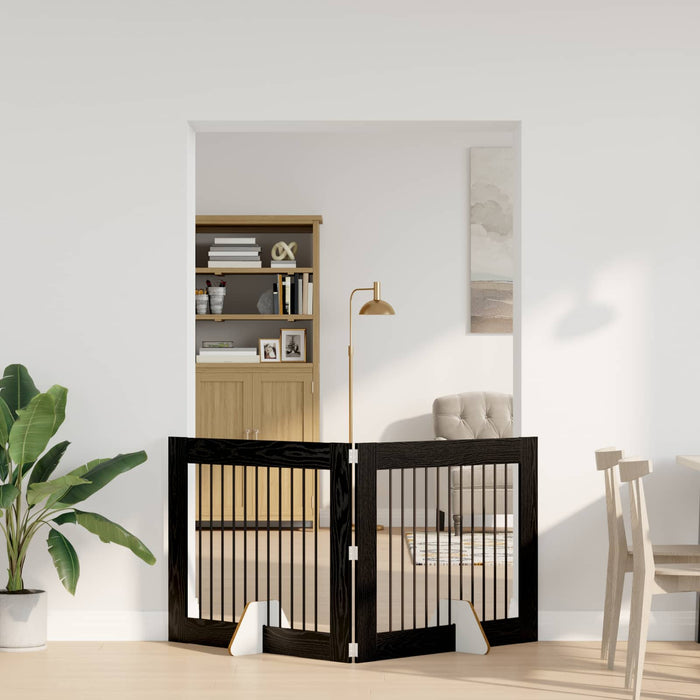 Poartă pentru câini cu suporturi 2 pcs Stejar Negru 100 x 80 cm - WALTI WALTI