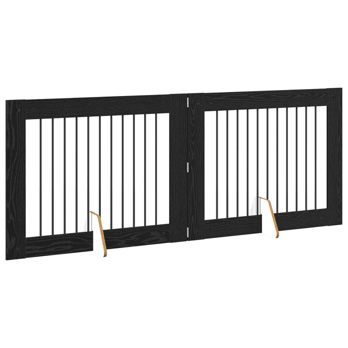 Poartă pentru câini cu suporturi 2 pcs Stejar Negru 100 x 80 cm - WALTI WALTI