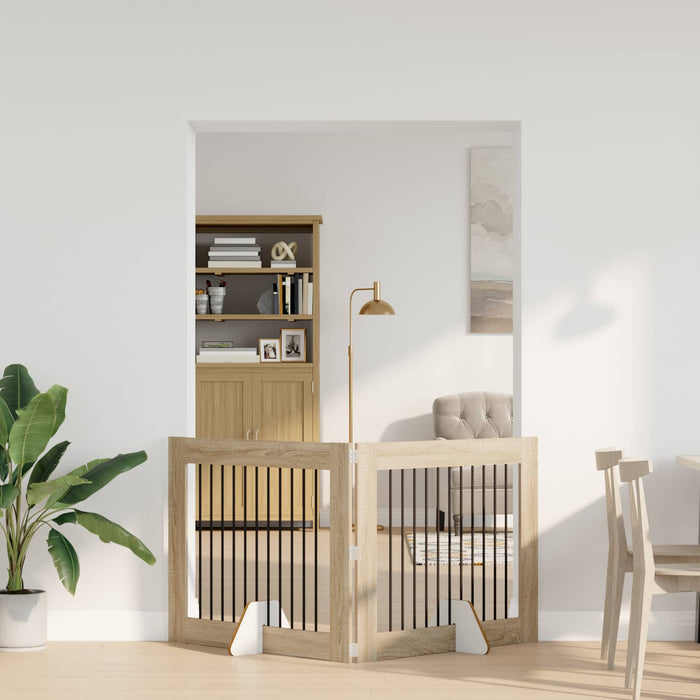 Poartă pentru câini cu suporturi 2 pcs Stejar Sonoma WALTI