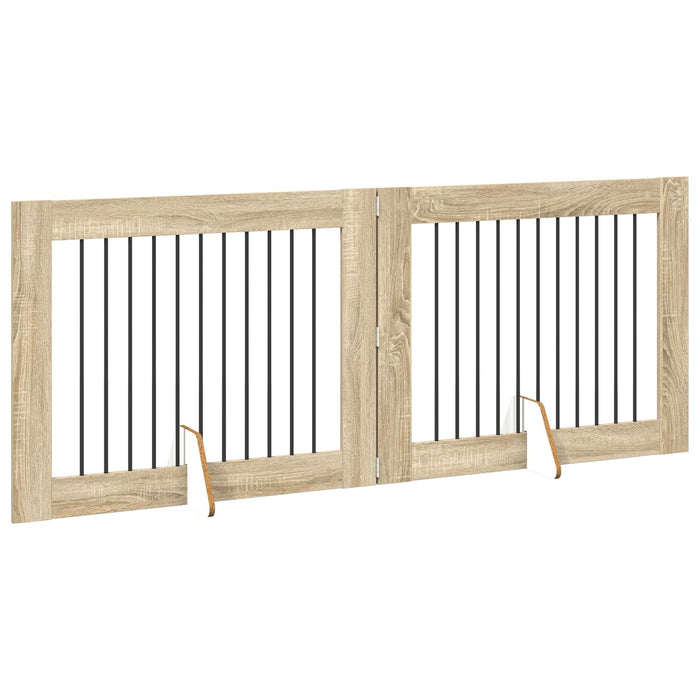 Poartă pentru câini cu suporturi 2 pcs Stejar Sonoma WALTI