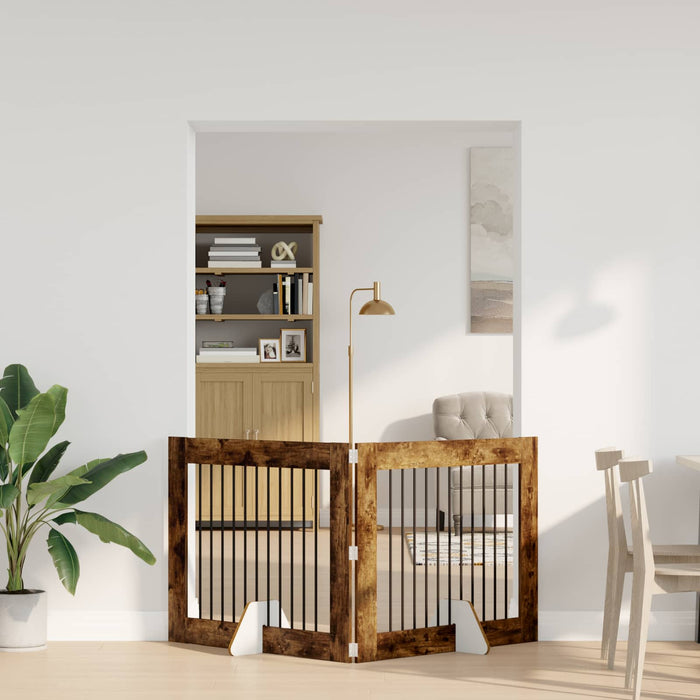 Poartă pentru câini cu suporturi 2 pcs Stejar fumuriu WALTI