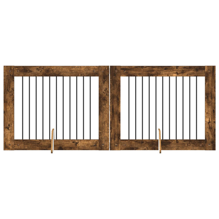 Poartă pentru câini cu suporturi 2 pcs Stejar fumuriu WALTI