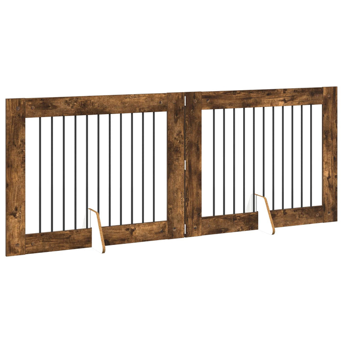 Poartă pentru câini cu suporturi 2 pcs Stejar fumuriu WALTI
