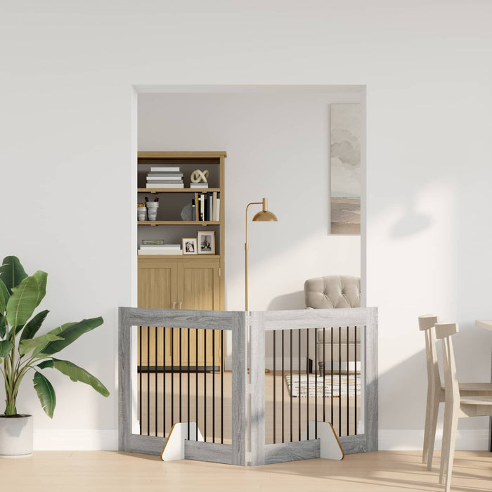 Poartă pentru câini cu suporturi 2 pcs Sonoma gri 100 x 80 cm WALTI