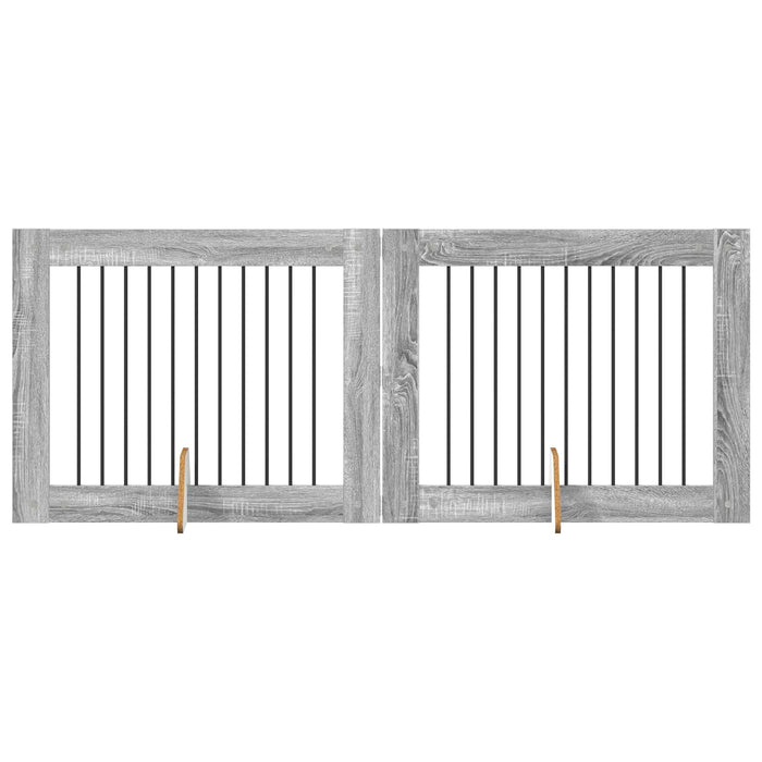 Poartă pentru câini cu suporturi 2 pcs Sonoma gri 100 x 80 cm WALTI