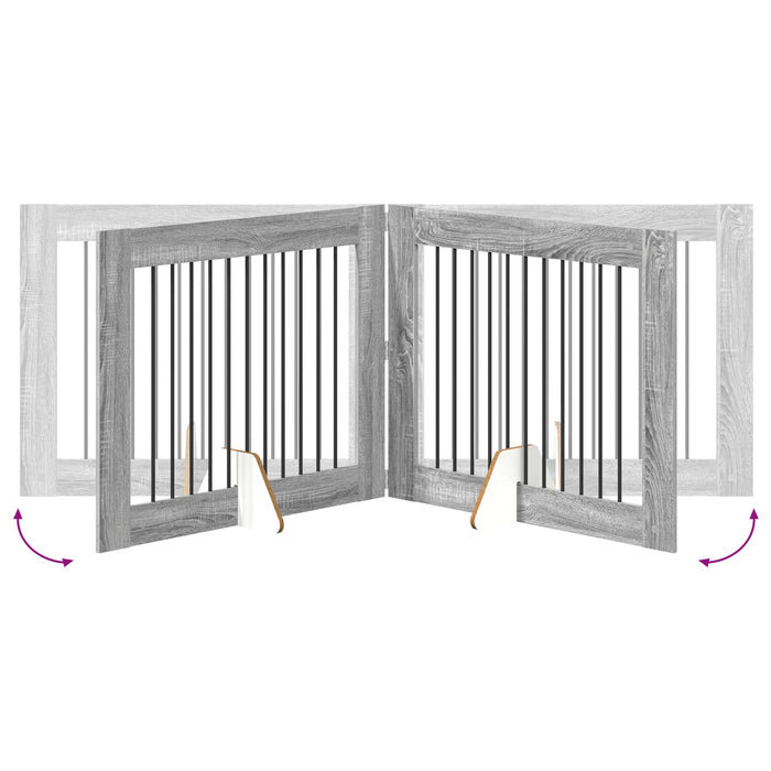 Poartă pentru câini cu suporturi 2 pcs Sonoma gri 100 x 80 cm WALTI