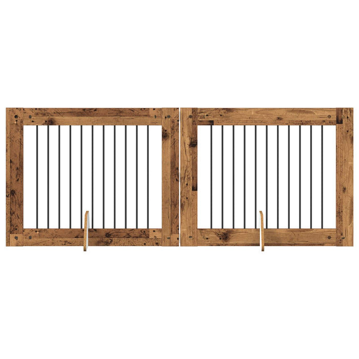 Poartă pentru câini cu suporturi 2 pcs Lemn vechi 100 x 80 cm WALTI