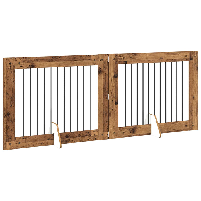 Poartă pentru câini cu suporturi 2 pcs Lemn vechi 100 x 80 cm WALTI