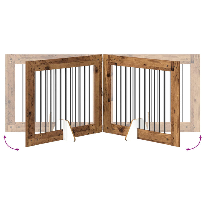 Poartă pentru câini cu suporturi 2 pcs Lemn vechi 100 x 80 cm WALTI