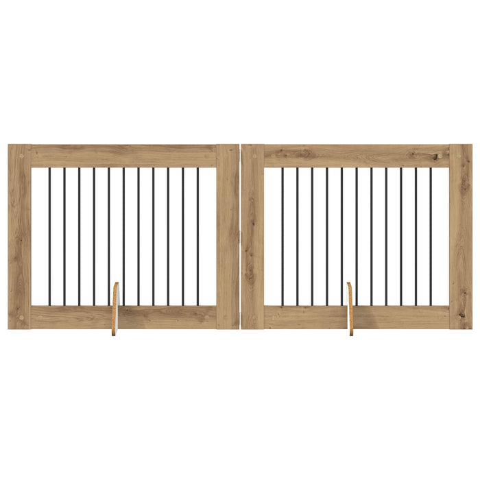 Poartă pentru câini cu suporturi 2 pcs Stejar Artizanal WALTI