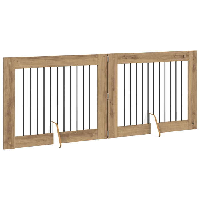 Poartă pentru câini cu suporturi 2 pcs Stejar Artizanal WALTI